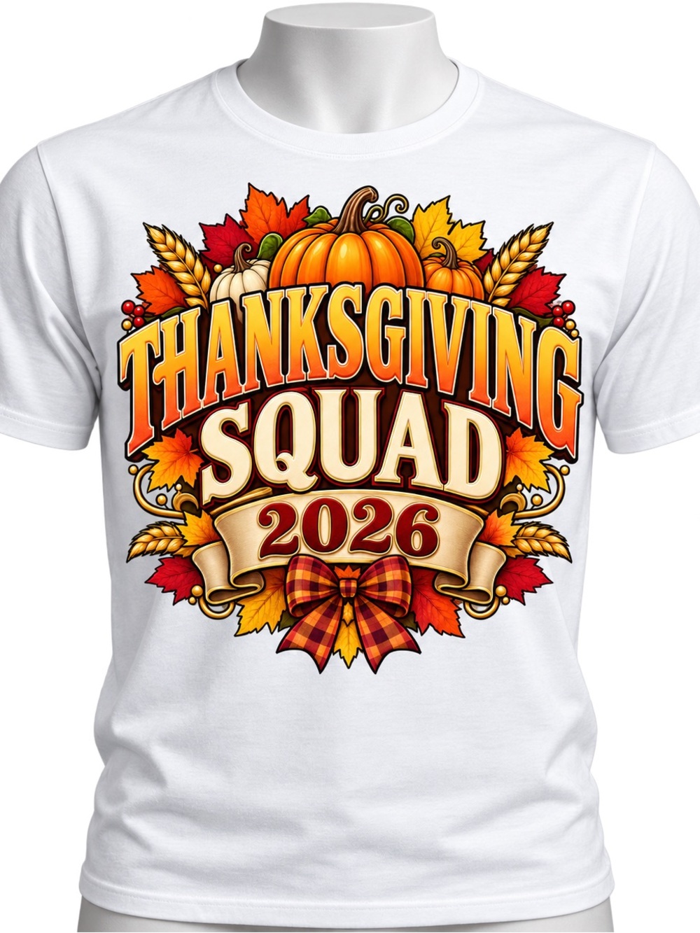 Gildan White Thanksgiving Squad 2026 Graphic Tee